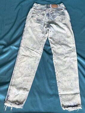 Vintage 80s Levi Strauss SF Cal Button Acid Wash Jeans Made in USA Raw Hem